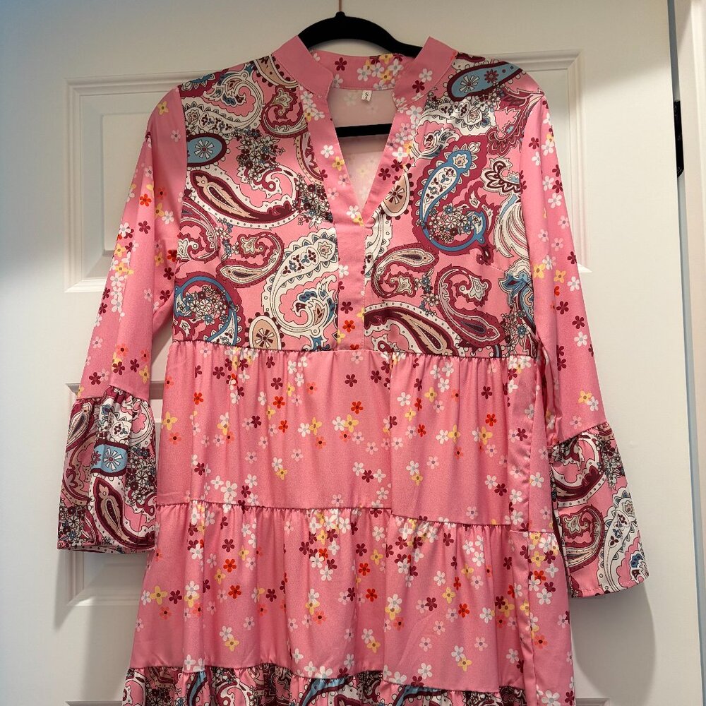 NWOT Pink Paisley Mini Dress